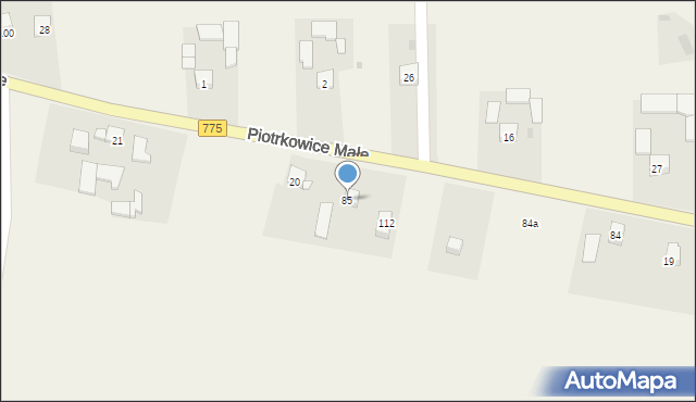 Piotrkowice Małe, Piotrkowice Małe, 85, mapa Piotrkowice Małe