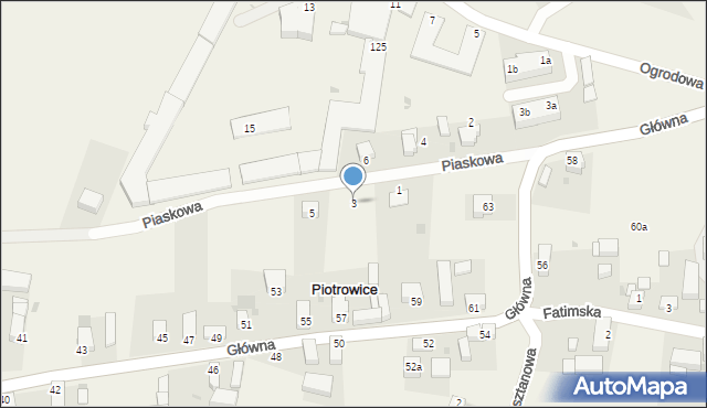 Piotrowice, Piaskowa, 3, mapa Piotrowice