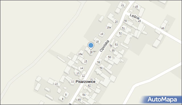 Pisarzowice, Pisarzowice, 16, mapa Pisarzowice