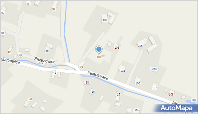 Pisarzowice, Pisarzowice, 101, mapa Pisarzowice