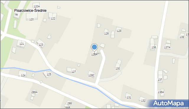 Pisarzowice, Pisarzowice, 128A, mapa Pisarzowice