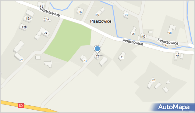 Pisarzowice, Pisarzowice, 22, mapa Pisarzowice