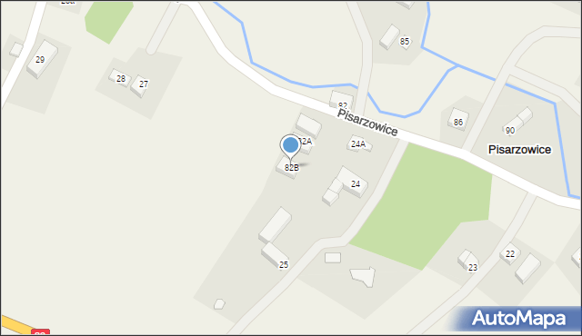 Pisarzowice, Pisarzowice, 82B, mapa Pisarzowice