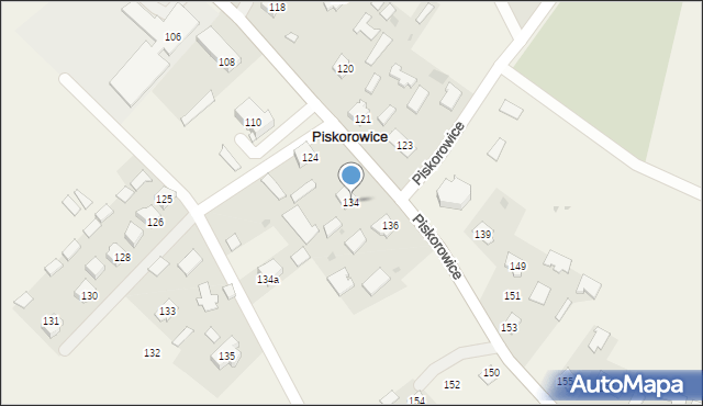 Piskorowice, Piskorowice, 134, mapa Piskorowice