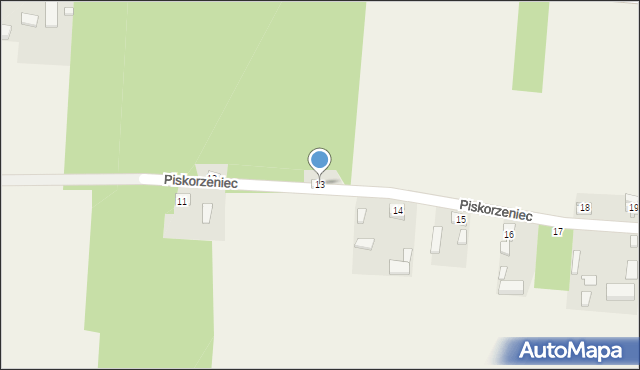 Piskorzeniec, Piskorzeniec, 13, mapa Piskorzeniec