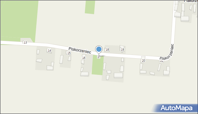 Piskorzeniec, Piskorzeniec, 17, mapa Piskorzeniec