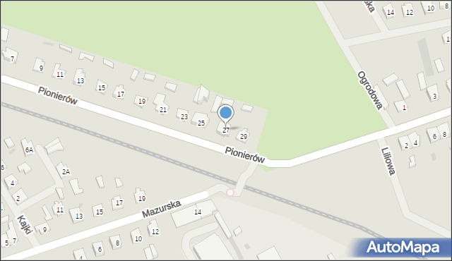 Pisz, Pionierów, 27, mapa Pisz