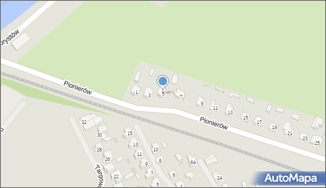 Pisz, Pionierów, 5, mapa Pisz