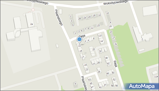 Pisz, Pisańskiego J., 11, mapa Pisz