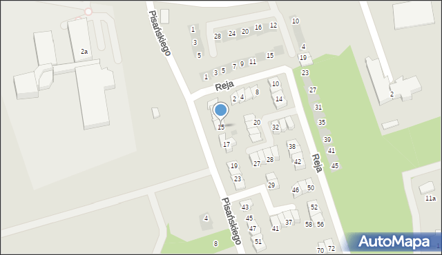 Pisz, Pisańskiego J., 15, mapa Pisz