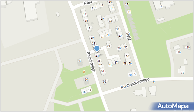 Pisz, Pisańskiego J., 43, mapa Pisz