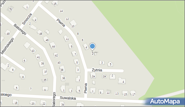 Pisz, Piwna, 2, mapa Pisz