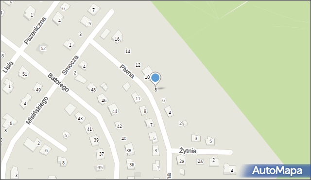 Pisz, Piwna, 8, mapa Pisz