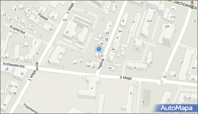 Płock, Piękna, 1, mapa Płock