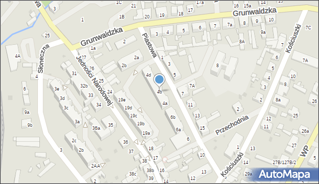 Płoty, Piastowa, 4b, mapa Płoty