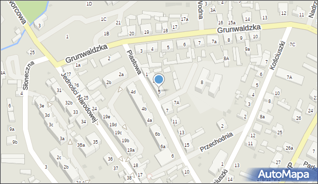 Płoty, Piastowa, 5, mapa Płoty