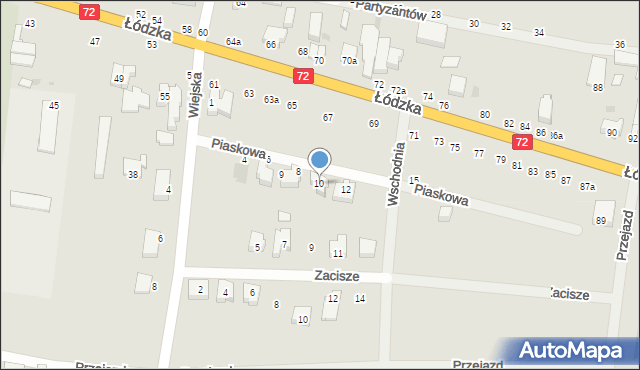 Poddębice, Piaskowa, 10, mapa Poddębice