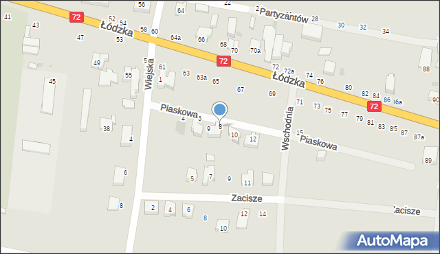 Poddębice, Piaskowa, 8, mapa Poddębice
