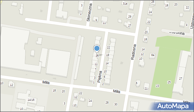 Poddębice, Piękna, 15, mapa Poddębice