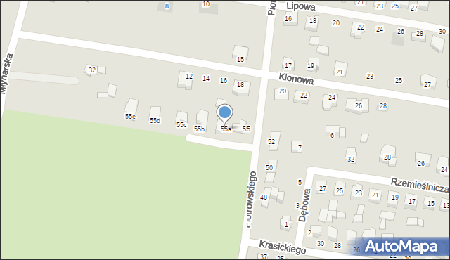 Poddębice, Piotrowskiego, 55a, mapa Poddębice