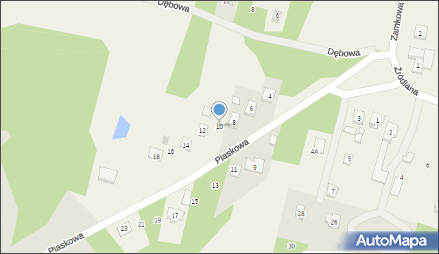 Podzamcze, Piaskowa, 10, mapa Podzamcze