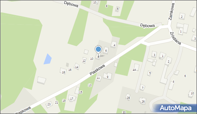Podzamcze, Piaskowa, 8, mapa Podzamcze