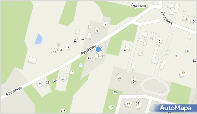 Podzamcze, Piaskowa, 9, mapa Podzamcze