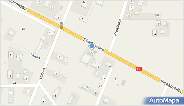 Poniatów, Piotrkowska, 22, mapa Poniatów