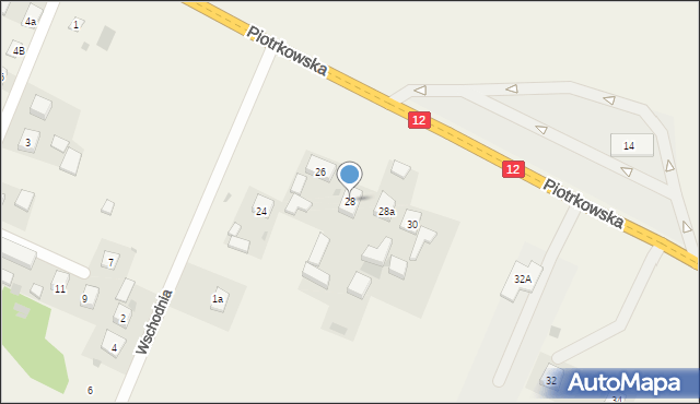 Poniatów, Piotrkowska, 28, mapa Poniatów