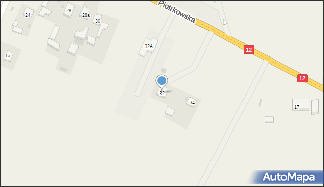 Poniatów, Piotrkowska, 32, mapa Poniatów