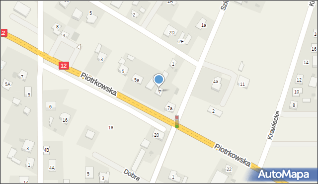 Poniatów, Piotrkowska, 7, mapa Poniatów