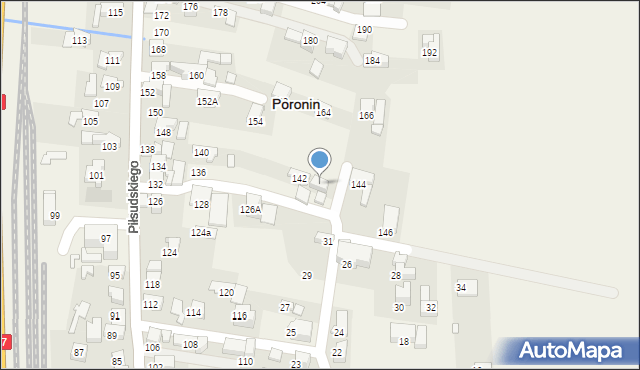 Poronin, Piłsudskiego Józefa, marsz., 142A, mapa Poronin