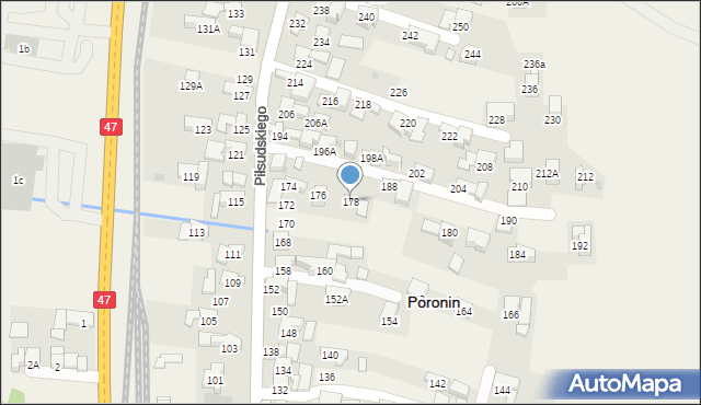 Poronin, Piłsudskiego Józefa, marsz., 178, mapa Poronin