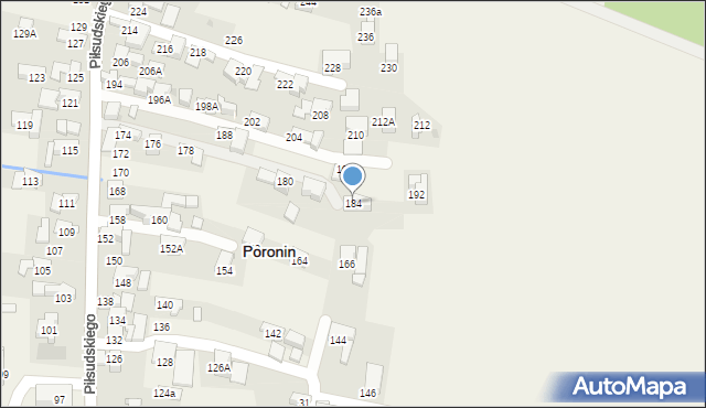Poronin, Piłsudskiego Józefa, marsz., 184, mapa Poronin