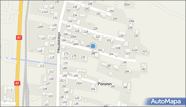 Poronin, Piłsudskiego Józefa, marsz., 188, mapa Poronin