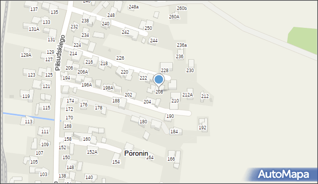 Poronin, Piłsudskiego Józefa, marsz., 208, mapa Poronin