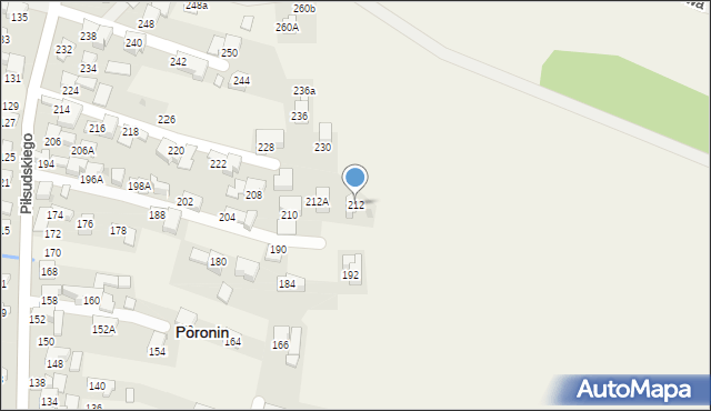Poronin, Piłsudskiego Józefa, marsz., 212, mapa Poronin