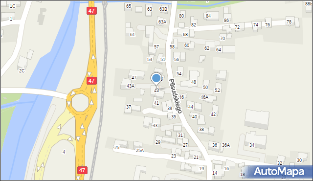 Poronin, Piłsudskiego Józefa, marsz., 43, mapa Poronin