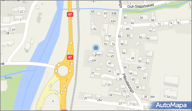 Poronin, Piłsudskiego Józefa, marsz., 47, mapa Poronin