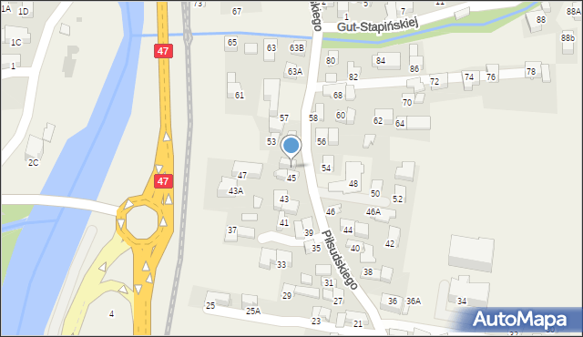 Poronin, Piłsudskiego Józefa, marsz., 49, mapa Poronin