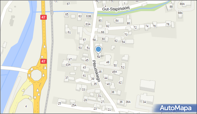 Poronin, Piłsudskiego Józefa, marsz., 54, mapa Poronin