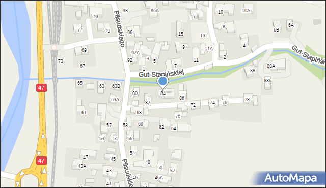 Poronin, Piłsudskiego Józefa, marsz., 84, mapa Poronin