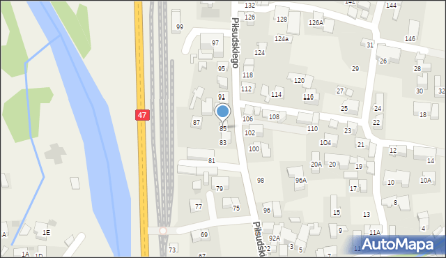 Poronin, Piłsudskiego Józefa, marsz., 85, mapa Poronin
