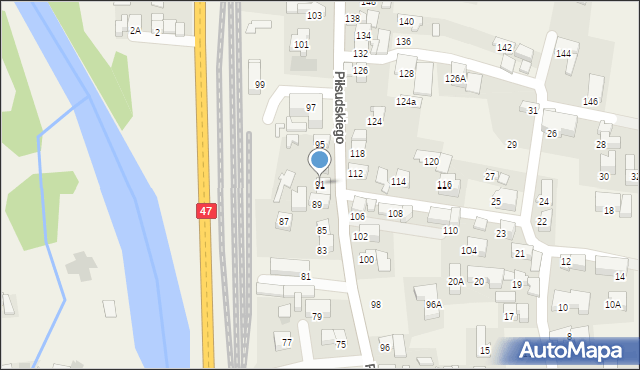 Poronin, Piłsudskiego Józefa, marsz., 91, mapa Poronin