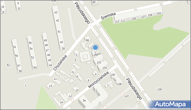 Poznań, Piłsudskiego Józefa, marsz., 100, mapa Poznania