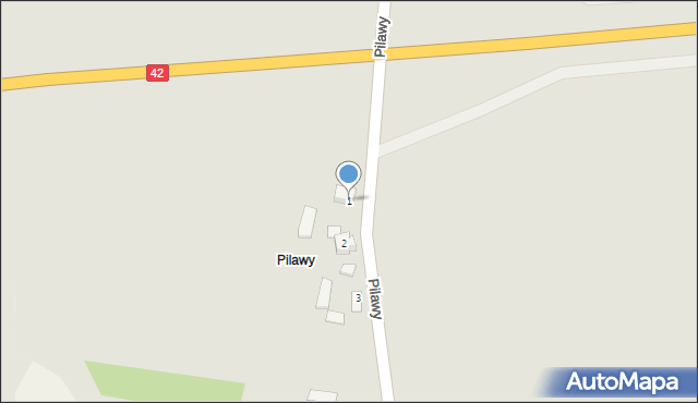 Praszka, Pilawy, 1, mapa Praszka