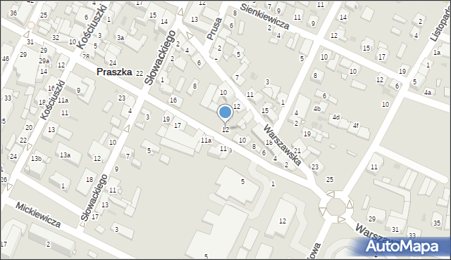 Praszka, Piłsudskiego Józefa, marsz., 12, mapa Praszka