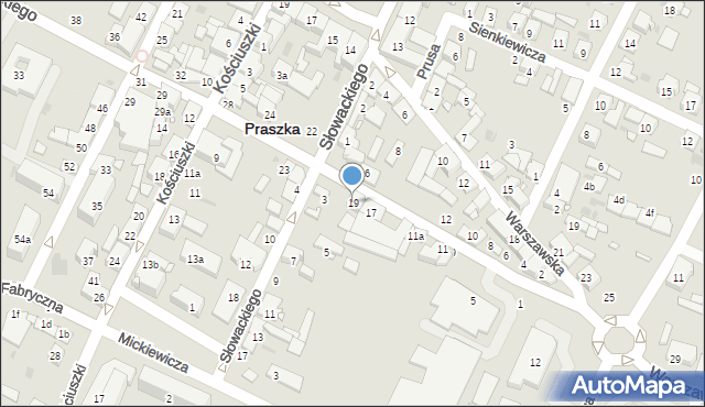 Praszka, Piłsudskiego Józefa, marsz., 19, mapa Praszka