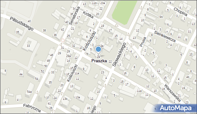 Praszka, Piłsudskiego Józefa, marsz., 24, mapa Praszka