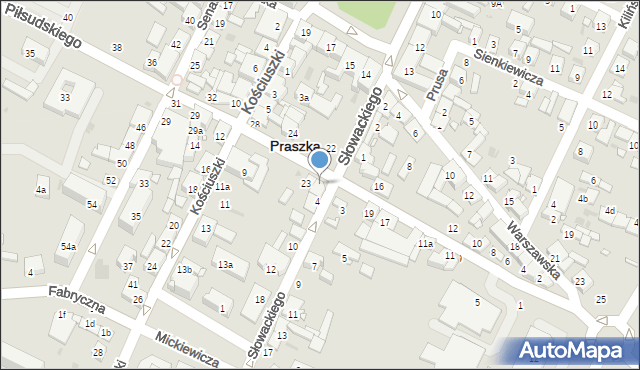 Praszka, Piłsudskiego Józefa, marsz., 25a, mapa Praszka